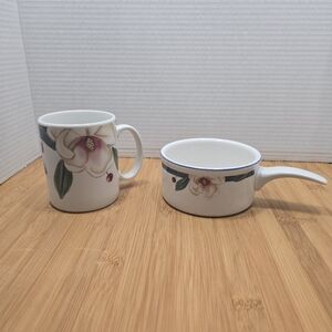 Set of Magnolia Blossoms Coffee Cup Soup Mug Stoneware magnolia bloom Savannah G